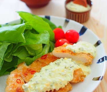 鶏むね肉でやわらか‘‘揚げないチキン南蛮’’